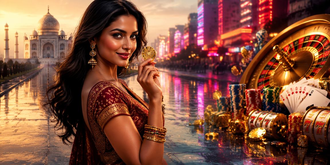 Colorful casino app interface illuminated at Taj Mahal backdrop